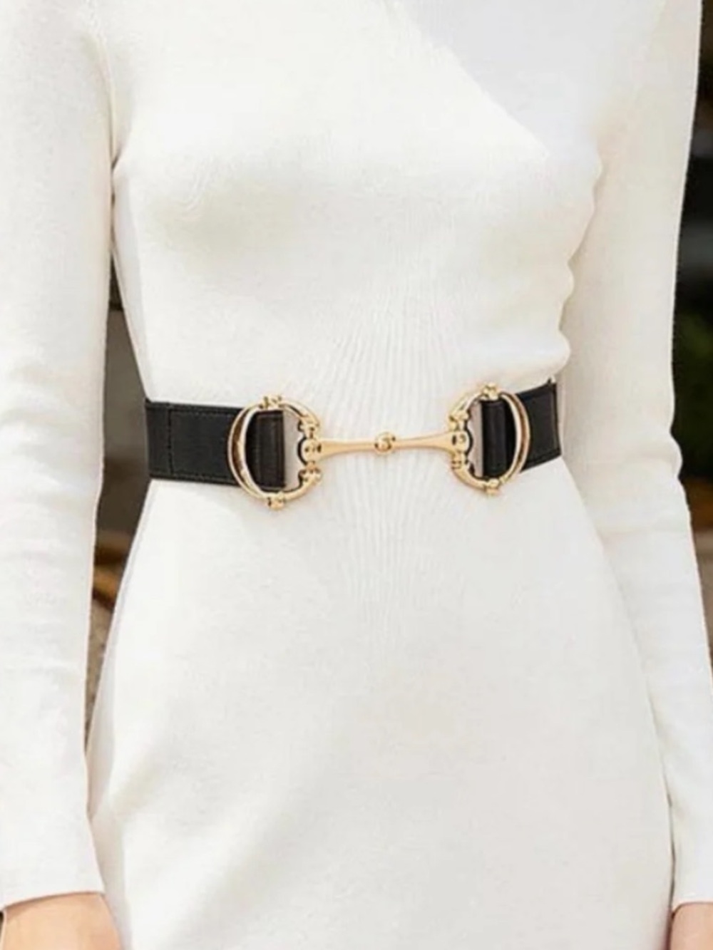 TOM HARRISON VEGAN LEATHER ELASTIC WAIST BELT FOR WOMEN